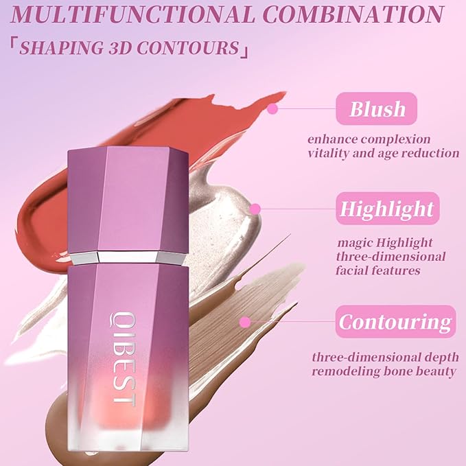 Soft Liquid Contour Stick, Face Bronzer With Built-in Sponge Tip, Cool Toned for Women and Girls, Lightweight Blendable Cream Makeup, 06 Brown