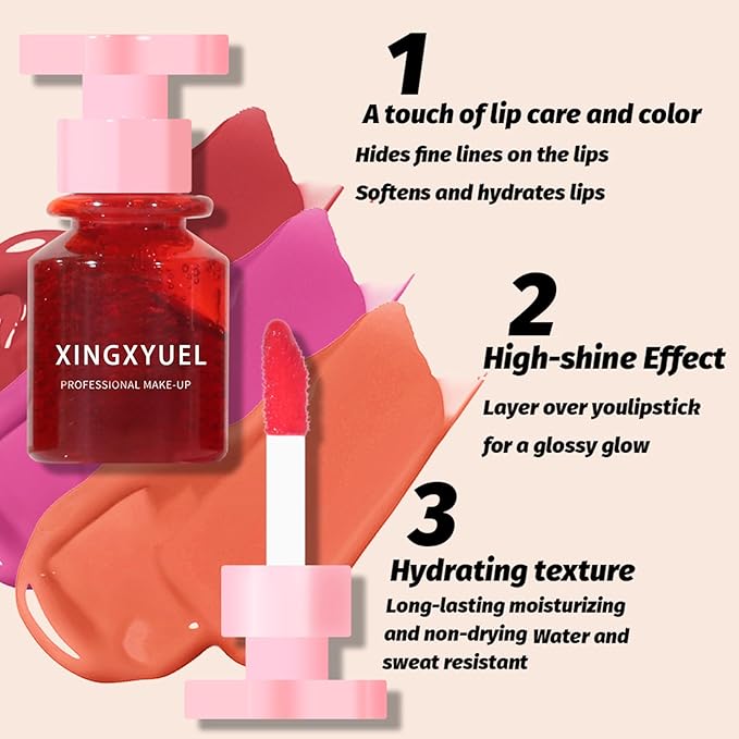 2PCS Velvet Lip Gloss Set, Multipurpose Liquid Lipstick - Long Lasting Waterproof, Non-Sticky, Lip & Cheek Tint - Set C
