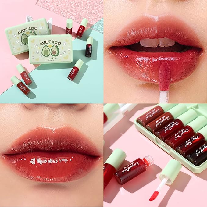6 Colors Lip Tint Stain Set,Korean Velvet Water Lip Tint,Natural Lip and Cheek Tint, Long lasting Non-Stick Cup Waterproof