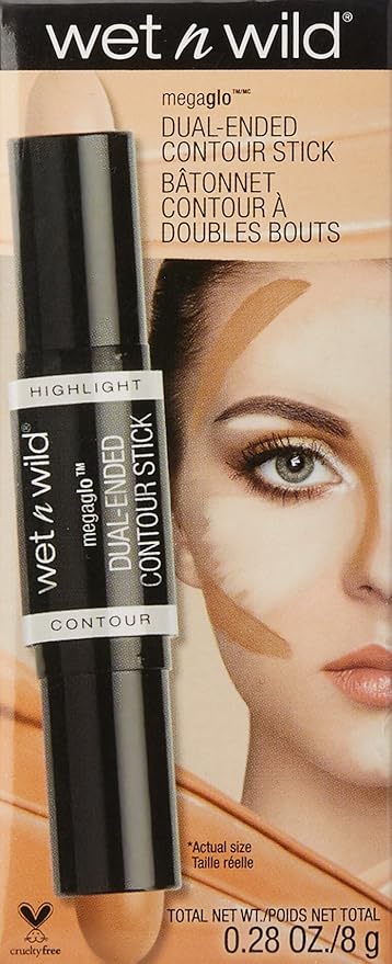 wet n wild MegaGlo Dual-Ended Contour Stick Medium/Tan, Cruelty-Free