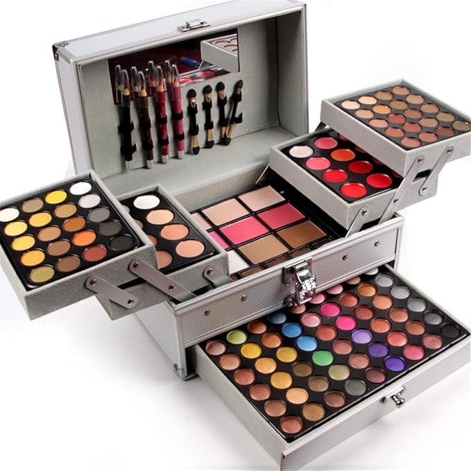 All-in-One Makeup Gift Set Carry All Makeup Kit for Women Full Kit With Aluminum Case Lipgloss Lipstick Concealer Blush Foundation Face Powder Eyeshadow Palette Cosmetic Palette #3