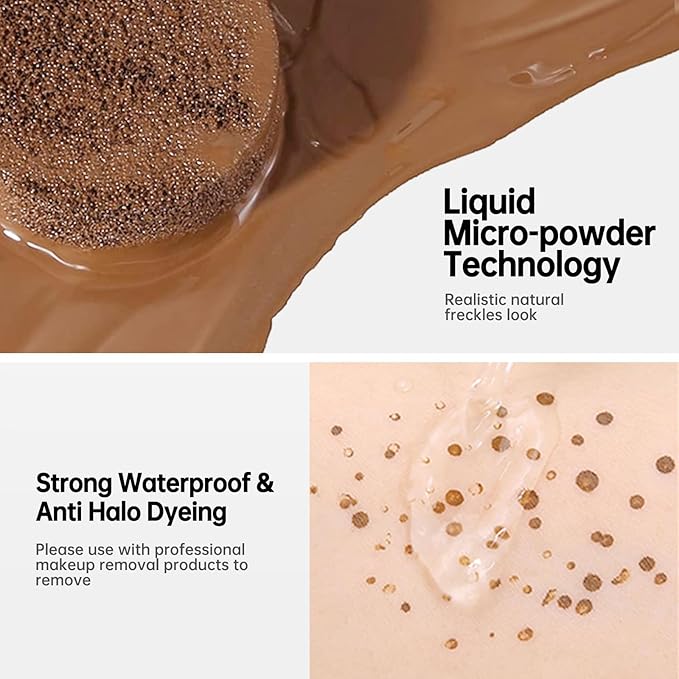Freckles Stamp Air Cushion (Dark Brown) and Face Oil Blotting Powder Cushion, Waterproof Long Natural Freckle, High Moisturizing Matte Makeup For Oily Skin