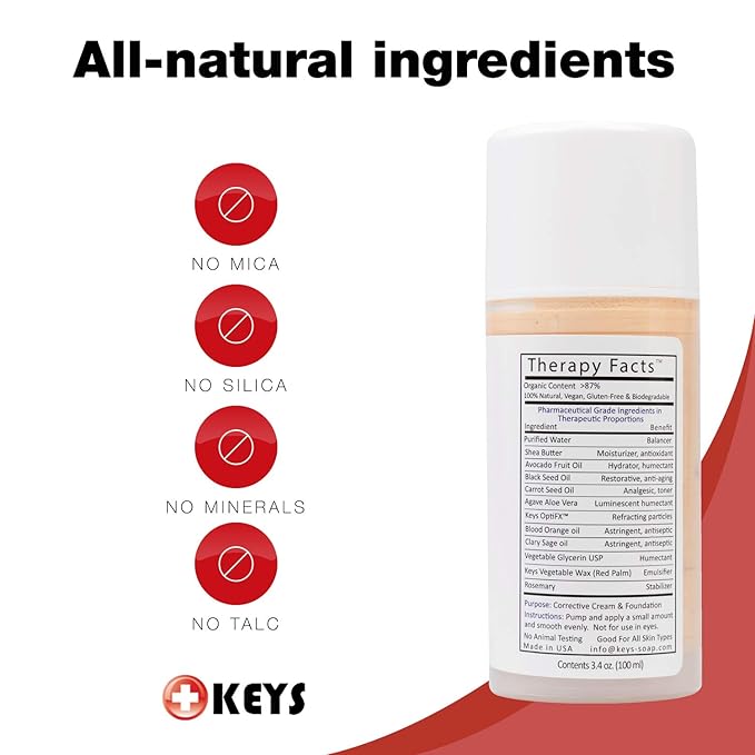 Keys Care KPRO Hydrating Tinted Correction Cream with OptiFX Adaptive Color Technology | Moisturize, Smooth, and Fill Fine Lines| 100% All-Natural & Hypoallergenic (3.4 oz)
