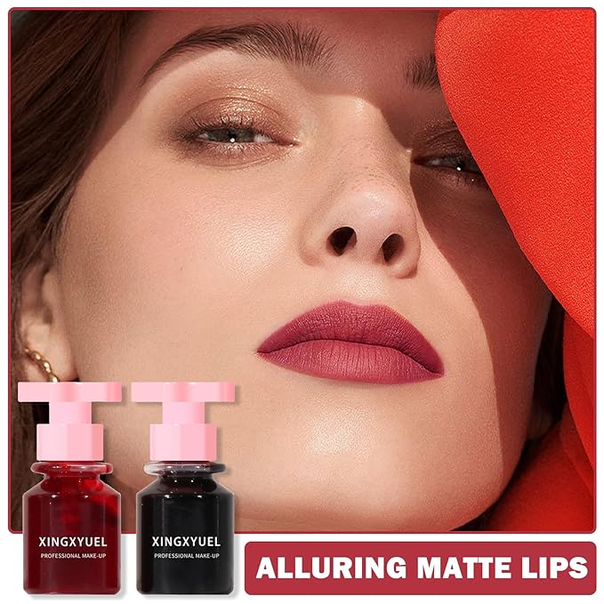 2PCS Velvet Lip Gloss Set, Multipurpose Liquid Lipstick - Long Lasting Waterproof, Non-Sticky, Lip & Cheek Tint - Set C