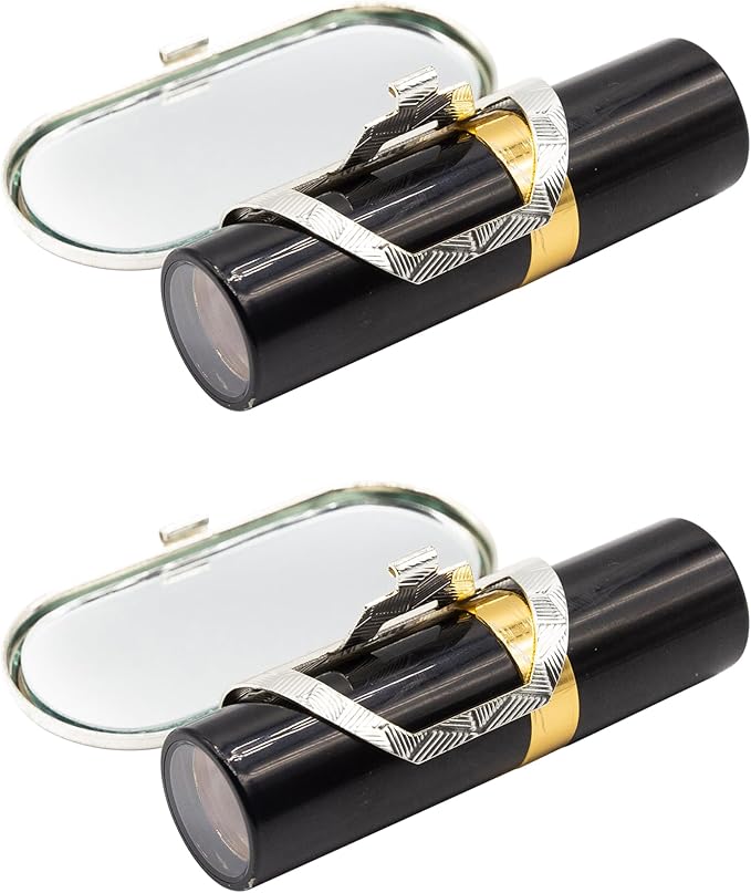 Stephanie Imports Set of 2 Clip-On Round Lipstick Mirrors (Throwback Squares)
