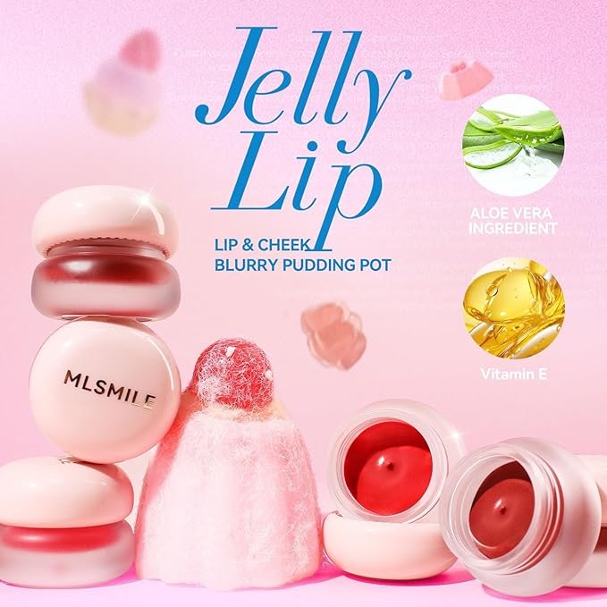 Lip and Cheek Blurring Pudding Pot, Blurry Pudding Pot, Buildable and Lightweight, Multi-Purpose Blurring and Mousselike Pudding Pots for Lips and Cheek(Meet)