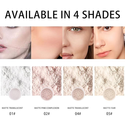 2PCS Loose Face Powder, Oil Control Minimizes Pores and Fine Lines, Loose Baking Face Setting Powder Makeup, Oil Control Soft Focus Effect Make Up, Matte Ultra Flawless Finish,8g (05 Fair)
