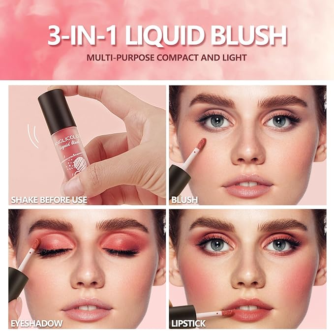 Matte Liquid Blush, 2pcs#03 Rose Tea, Lightweight, Highly Pigmented, Vegan & Cruelty Free, Palette