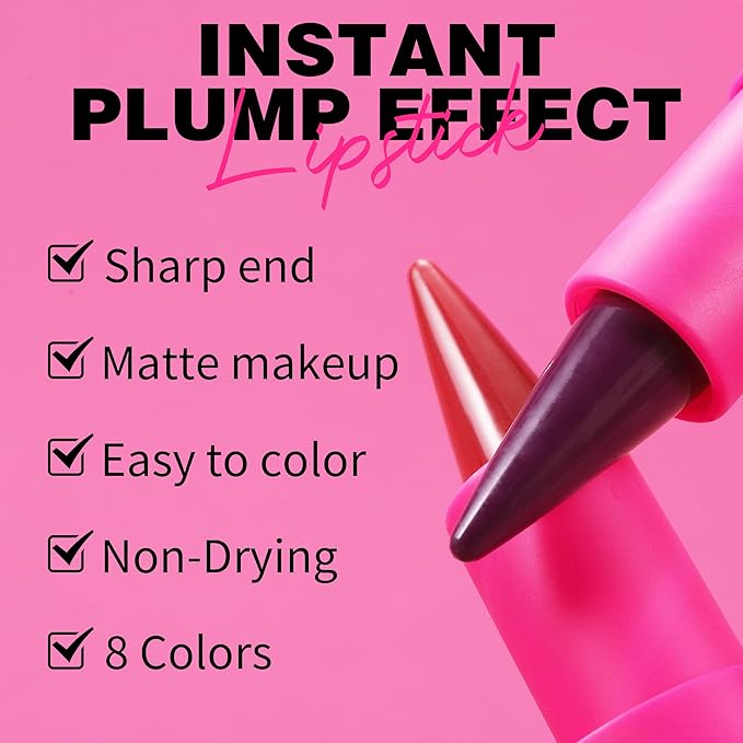 Purple Lip Liner Long Lasting, Lip Liner & Lipstick Combo, Gradient 2-in-1 Waterproof Rich, Antique Rose Chestnut Nude Dark Brown Matte Smooth Lip Shaped Lipstick for Women, 07# Fearless