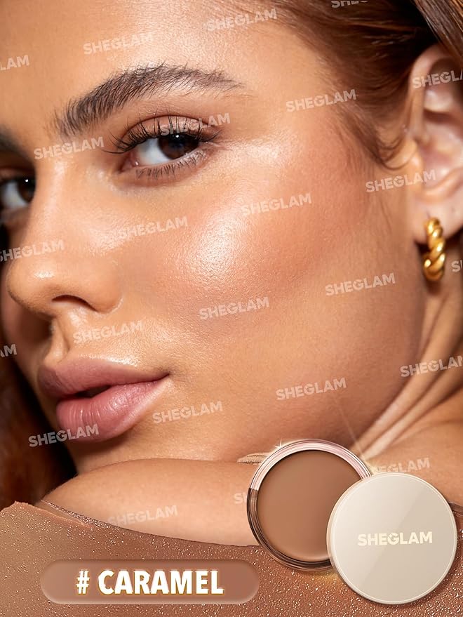 SHEGLAM Silk Haze Cream Bronzer Blendable Cream Makeup with a Lightweight Formula - Customizable Face Makeup for a Natural, Sun-Kissed Glow Long Lasting-Caramel