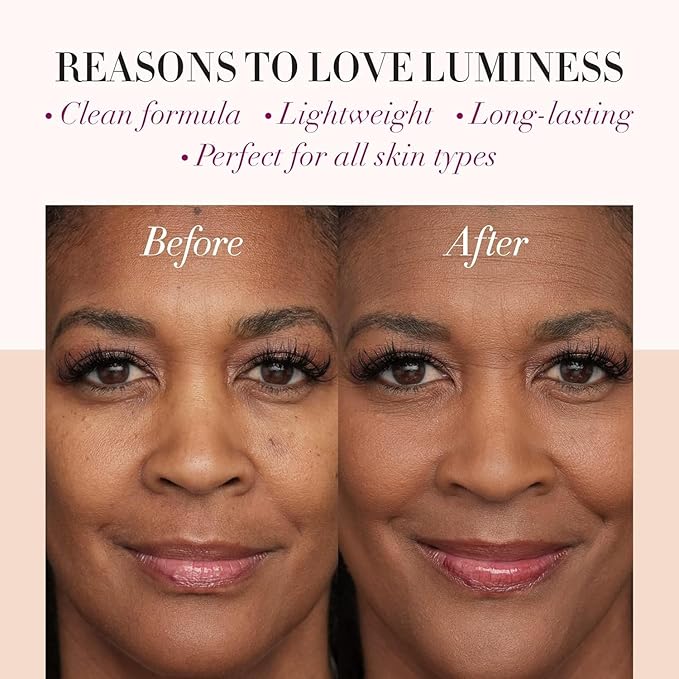 LUMINESS Airbrush Spray Silk Foundation Starter Kit - Warm Dark - Foundation, Primer & Dual-Sided Angled Buffing Brush - Medium, Buildable Coverage, Anti-Aging Formula Hydrates & Moisturizes