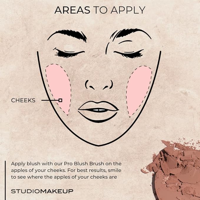 STUDIOMAKEUP Soft Blend Cheek Blush Makeup (Sahara) – Beauty Blush Powder for Face – Perfect Powder Blush for Glass Skin Glow – Easily Blendable Soft Blush Pink - Suitable for All Skin Types