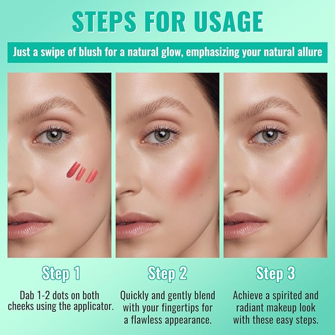 Liquid Blush, Soft Moisturizing Matte Blush, Blendable Face Blush for Cheeks, Long-Wearing Smudge-Proof Natural Blush Liquid - 02 Dry Rose