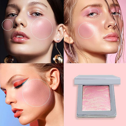 Face Blush Foundation Natural Brightening Silky Moisturizing Sodium Hyaluronate Bakery Crafted Glittering Powder