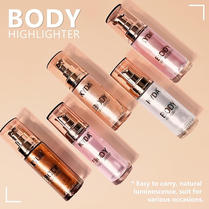 Body Shimmer Oil,Liquid Glow Illuminator Body Luminizer Glow For Body Face Smooth Radiant Bronzer Highlighter Foundation 1.0 Fl Oz#107