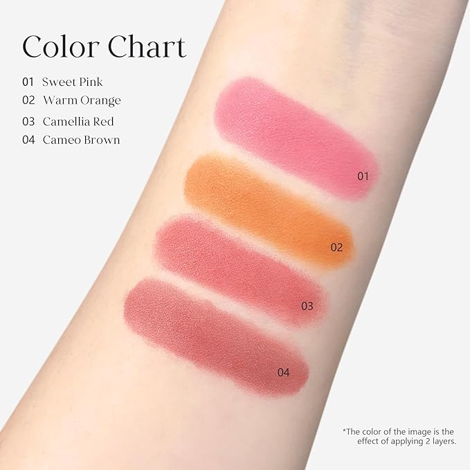 KYDA Air Cushion Blush, Mushroom Head Air Cushion Blusher, Natural Glow Liquid Blusher for Cheeks and Eyes, Buildable Matte Coverage, Lightweight Blendable, Silky Cream Blush Makeup, 02 Warm Orange