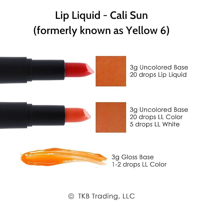 TKB Lip Liquid Color | Liquid Lip Color for TKB Gloss Base, DIY Lip Gloss, Pigmented Lip Gloss and Lipstick Colorant, Made in USA (1floz (30ml), Cali Sun)