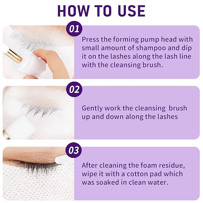 Lash Shampoo Bulk, Eyelash Cleanser for Extensions 2 Liters, Safe Makeup Remover, Non-irritating or Burning Eyelid Foaming Cleanser for Professional Salon and Home Use (Lavender-2L)