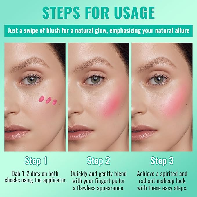 Liquid Blush - Soft Moisturizing Matte, Blendable Face Blush - Long-Wearing, Smudge-Proof Natural - 03 Peachy-Pink