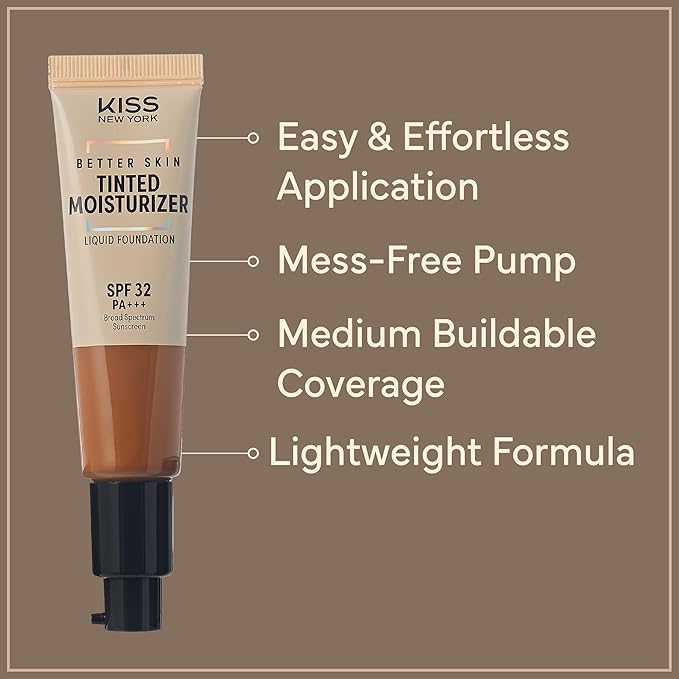 Tinted Moisturizer with SPF 32 PA+++ (Cappuccino), 12 Hour Hydrating Sunscreen for Face, No White Cast, Natural Radiant Finish, Medium Coverage, With Hyaluronic Acid, Vitamin E, Peptide