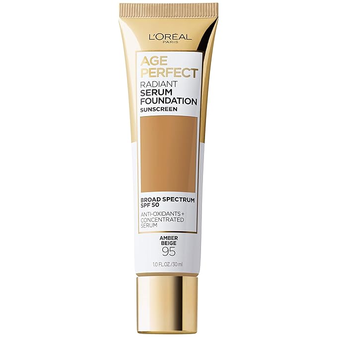 L'Oreal Paris Age Perfect Radiant Serum Foundation with SPF 50, Amber Beige, 1 Ounce