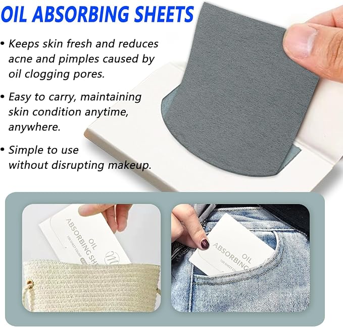 Natural Face Oil Blotting Paper -Bamboo Charcoal 600 Counts, Easy Dispensing Oil Absorbing Sheets, Premium Handy Facial Blotting Papers - Face Skin Care or Beauty Make Up Must Have (White-Bamboo)