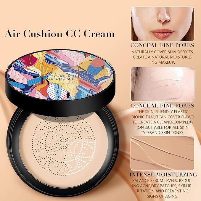 2024 New Mushroom Head Air Cushion CC Cream - Long-Lasting Matte Waterproof Moisturizing Concealer Beauty (Brighten)