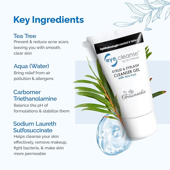 All-in-One Lash Extension and Eyelid Cleanser Gel, Makeup Remover with Tea Tree Oil, Eyelash Care Must-Have, 30 ml - EyeCleanse
