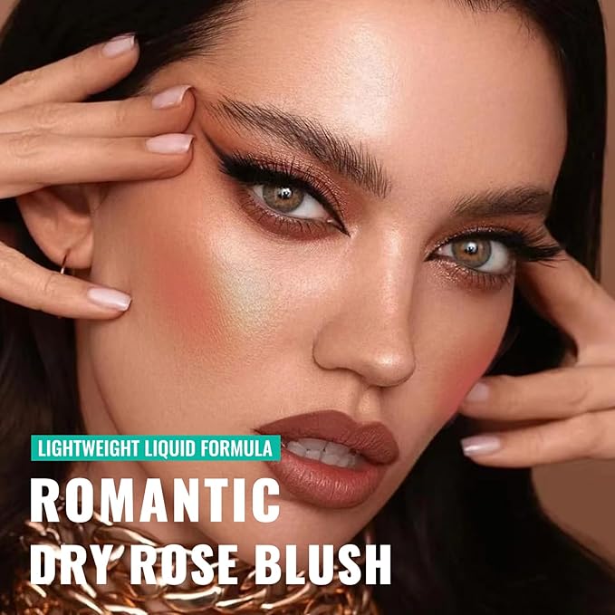 Liquid Blush, Soft Moisturizing Matte Blush, Blendable Face Blush for Cheeks, Long-Wearing Smudge-Proof Natural Blush Liquid - 02 Dry Rose