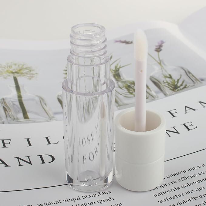 COSIDEA 20pcs Round 4ml 0.13oz White Empty lip gloss tubes with wand Lipgloss tube containers for lip oil packing