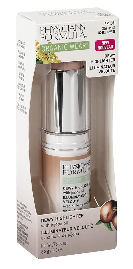 Physicians Formula Organic Wear All Natural Dewy Highlighter Stick Makeup, Stick Cream To Powder, Dew Frost, Dermatologist Tested
