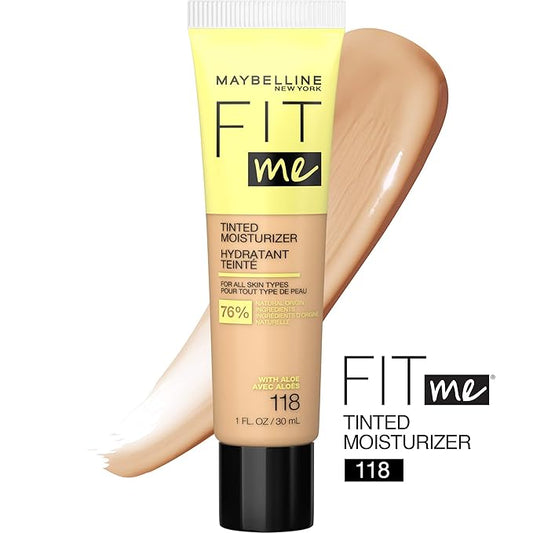 Maybelline Fit Me Tinted Moisturizer, Natural Coverage, Face Makeup, 118, 1 Count