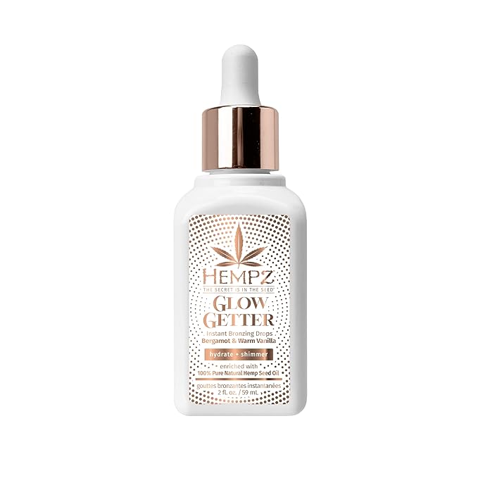 Hempz NEW Glow Getter Instant Bronzing Drops, Dewy Face Bronzer, Hydrating Shimmer, 2 oz.