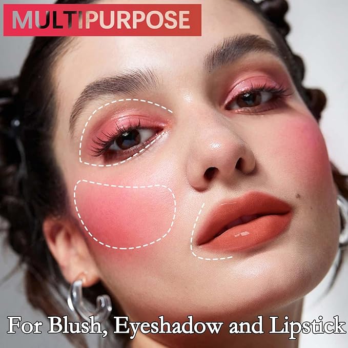 2 Pcs Liquid Blush, Long-lasting Liquid Blush for Cheeks and Eyes, High-pigment Color Lightweight Glowy Natural Facial Contouring