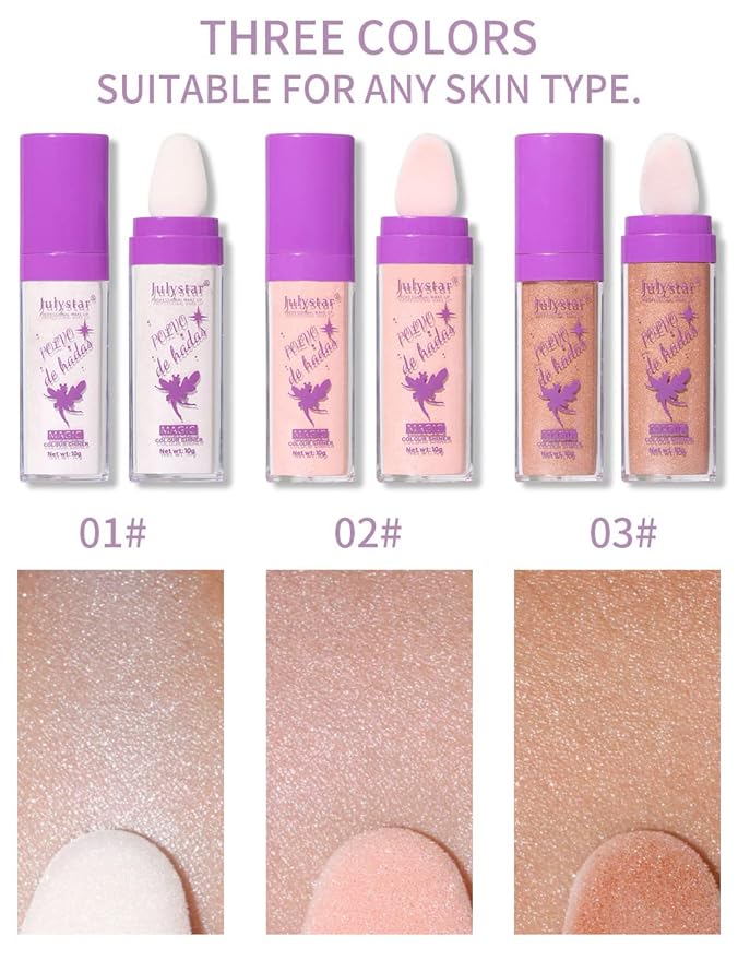 GL-Turelifes Polvo De Hadas Hightlighter Powder Stick Puff Fairy Bomb Stick Glitter Loose Powder Highlight Shimming Contouring for Eyes, Face, Body Brighten Makeup(03# Bronze)