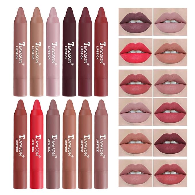 Agrifilm Matte Velvet Lipstick Lip Crayon Nourishing Non-Stick Cup Lip Stain Lip Gloss,Long-lasting Waterproof Lip Stick Lip Makeup for Women (7)