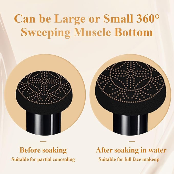 Mushroom Head Air Cushion CC Cream for Women Skin Concealer Brighten Long-Lasting Face Makeup Gold Packaging,Strong Concealer, Waterproof & Oil Control (Buff Beige)