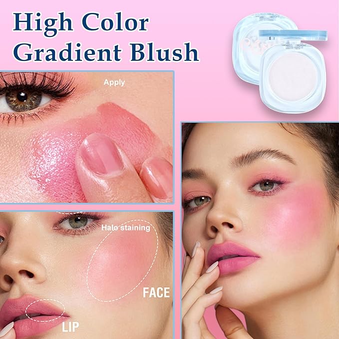 White Cream Blush,Color Changing Blush for Cheeks and Lips Tint Magic Black PH Temperature Changing Face Tint Stain Blush Blendable Dewy & Natural Finish for All Skin Tones (01#White)