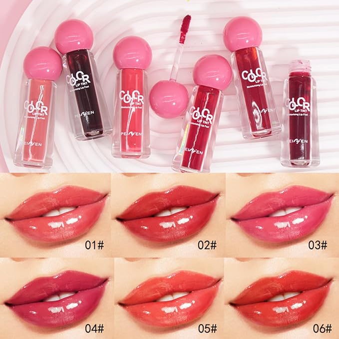 Pack of 6 Lip Tint Set, 6 Colors Berry Colors Lip Tint Set, Can be Used as Liquid Blush for Cheeks, Long Lasting and Waterproof, Not Easy to Fade, Create Watery Charming Pout