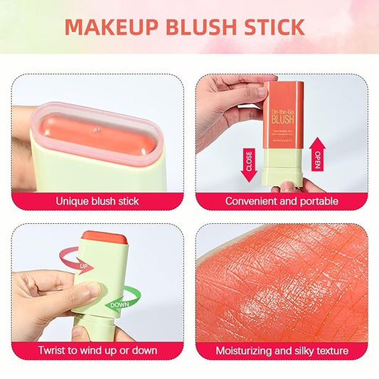Makeup Blush, Belt Double Ended Makeup Brush, Multi-Use Red Blush Moonlight Face for All Skin
