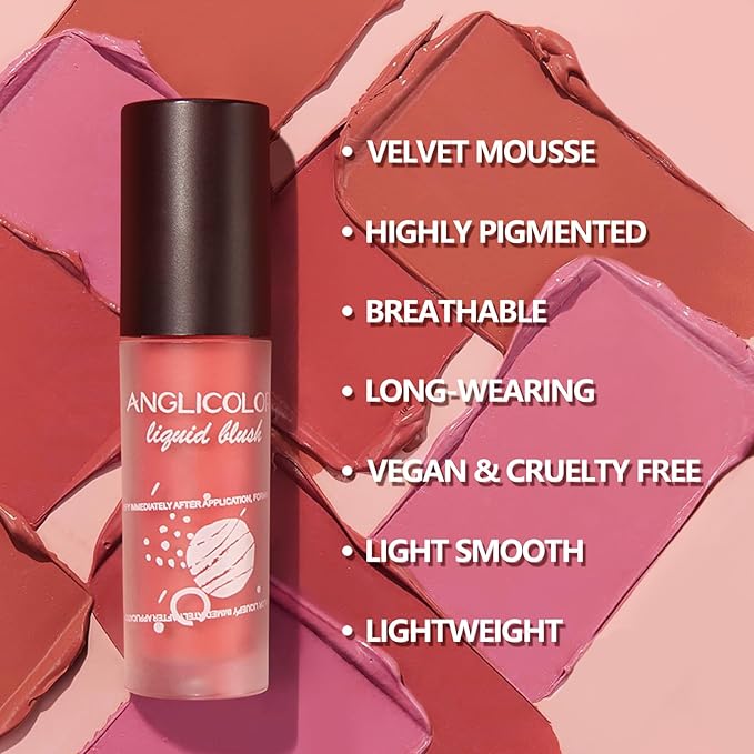 Matte Liquid Blush, 2pcs#03 Rose Tea, Lightweight, Highly Pigmented, Vegan & Cruelty Free, Palette