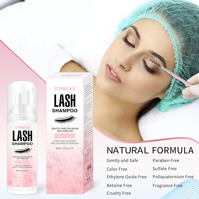 Smarxin Lash Shampoo for Eyelash Extension Removal, 50ml - Gentle, Natural Formula, Nourishing, Foaming Cleansing, Paraben & Sulfate Free