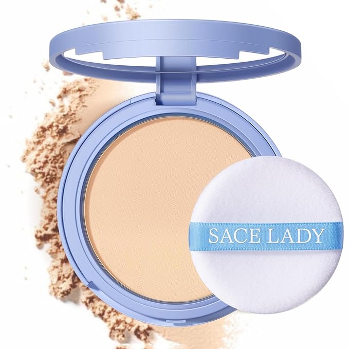 SACE LADY Face Setting Powder & Full Cover Foundation Concealer & Smooth Primer & Sponge, Waterproof Last Poreless Blurring Undereye Makeup Set 5Pcs