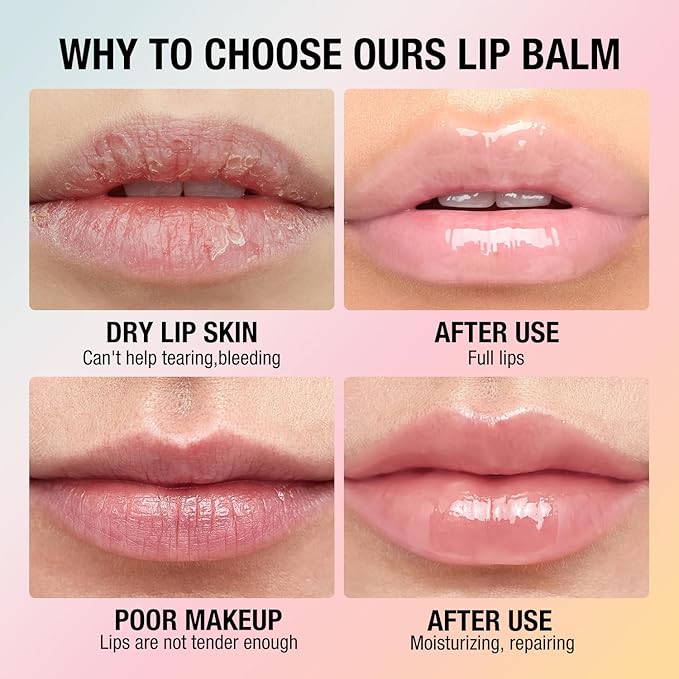 Jolilab Lip Gloss Glossy Blam Silky Texture Fruit Flavoured For Lip Glossy Liquid Lipstick Long Lasting Taste Waterproof Moisturizing Hydrating Lip Glow Oil Lip Make-up for for Women and Girls