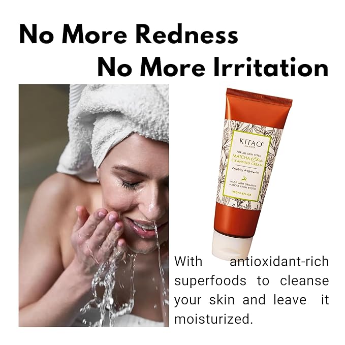 KITAO Organic Moisturizing Oil & Makeup Remover for Dry, Oily & Sensitive Skin Women & Men, Hydrating Cleansing Cream with Natural Matcha& Chia& Antioxidant for Eyes, Face, Lip from Japan, 3.8 Fl Oz