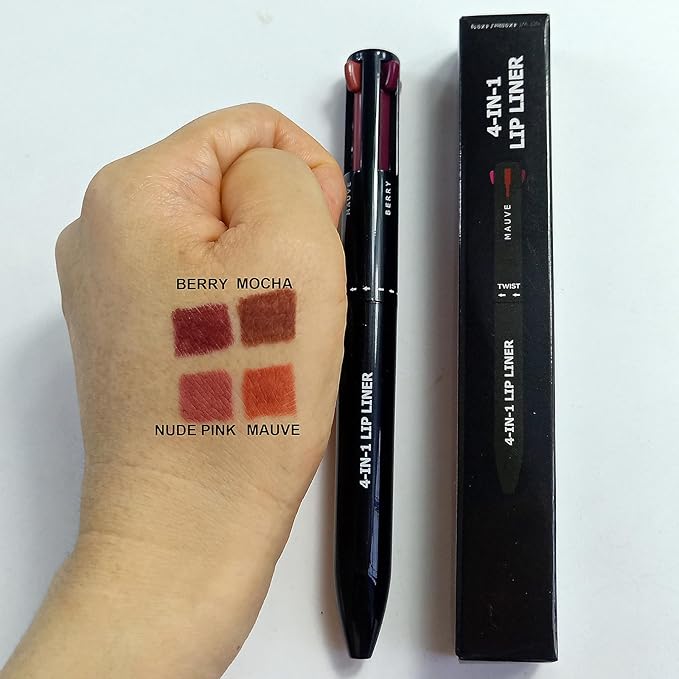 Magic 4 in 1 Makeup Pen - Pop Up 4 Colors Berry/Mocha/Nude Pink/Mauve Lip Liner, Spot Pen - Travel Makeup Design - Versatile Shades