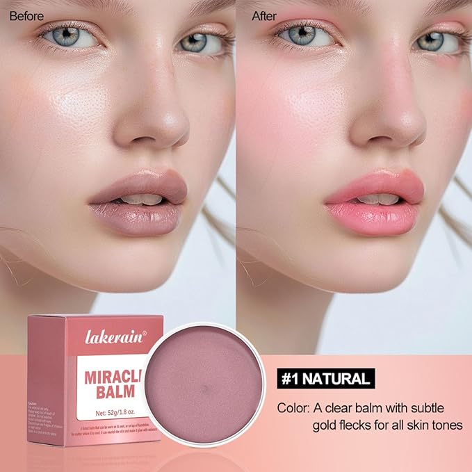 Miracle Lip & Glow Cream Blush Balm with Vitamin E, Beauty Cream Blush Create Lightweight & Shimmer Finish