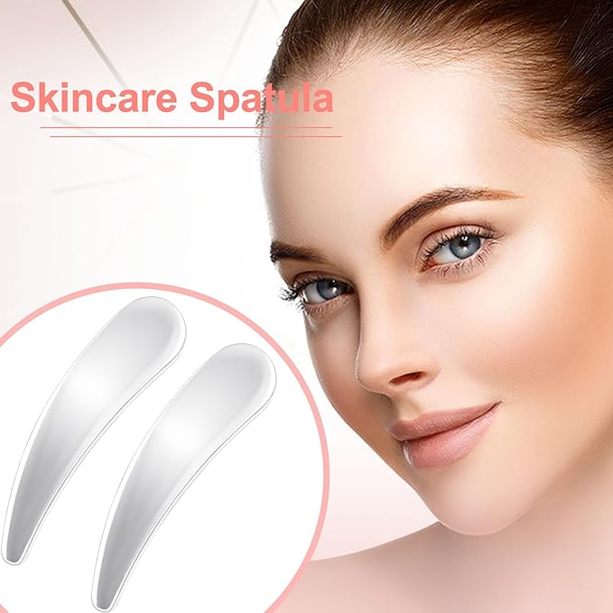 5pcs Mini Metal Makeup Spatula, Reusable Cosmetic Cream Spatulas Spoon, Skincare Scoop Applicator Facial Massage Beauty Tools for Mixing and Sampling Face Eye Cream- Silver