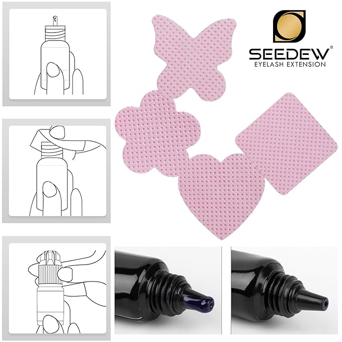 200 Pieces Pink Lash Glue Wipes, Nail Wipes, Flower Shape Lint Free Magic Wiper Cloth, Lash Extension Supplies (1 Box) (Simple Packaging)-(Pink Flower Shape)