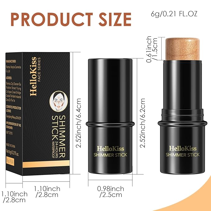 POPMISOLER 2 pcs Makeup Highlighter Stick & Cream Contour Stick, Natural Face Bronzer Stick Cool Toned Contour Kit for Beginners Waterproof Shimmer Highlight Stick, Brightening Foundation Stick